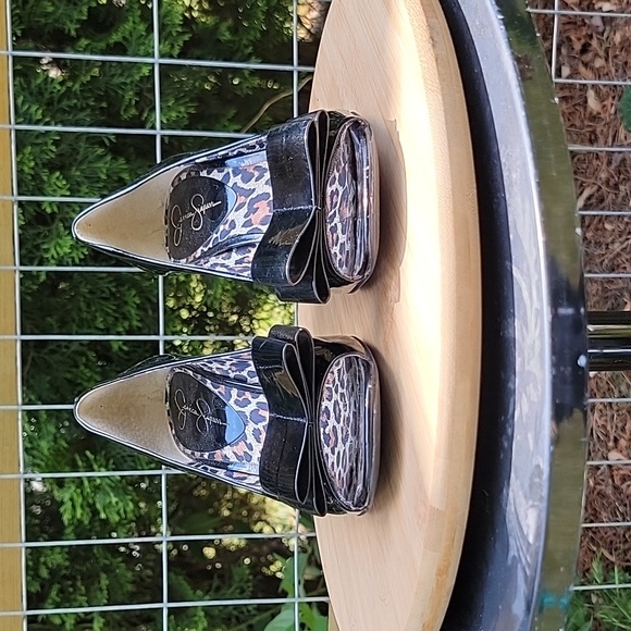 Jessica Simpson Womens Kendale Patent Leather Bow Peep Toe Heel Black Size 8.5 - Picture 5 of 13